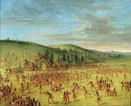 Ball-play of the Choctaw—Ball up, 1846–50 by George Catlin
