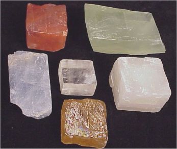 Assorted colors 
of Calcite from www.minerals.net